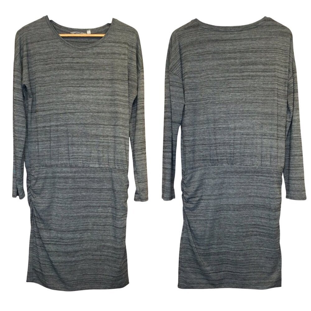 Athleta Womens Long Sleeve Ruched Dress Gray Size M Stretch Casual Comfy